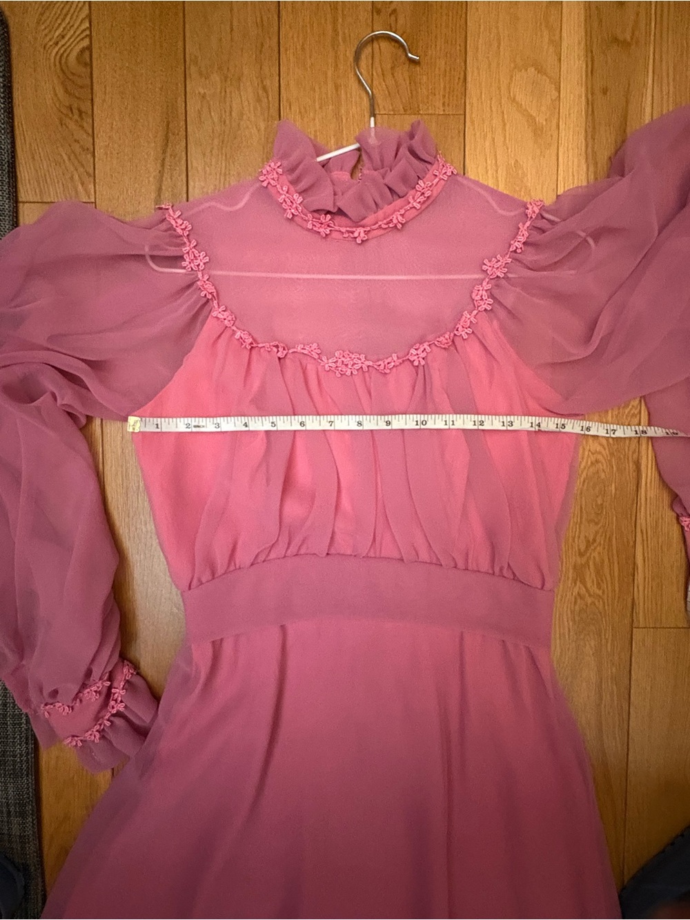 Vintage Pink Ruffled Dress - Picture 5 of 6